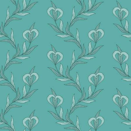 Seamless floral pattern in blue tones. Vector pattern.のイラスト素材