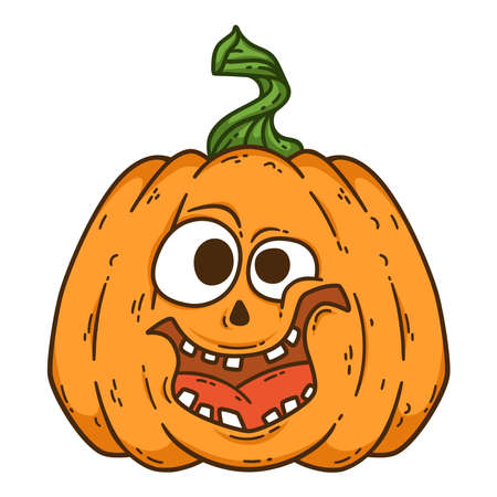 Halloween smiling pumpkin. Pumpkinhead jack. Vector illustration isolated on white background. Use for printing, posters, t-shirt design, postcards.のイラスト素材