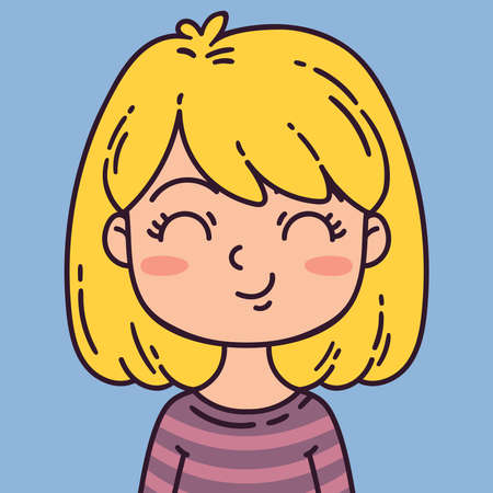 Vector avatar female character in cartoon style. Vector illustration isolated on background. Character for web.のイラスト素材