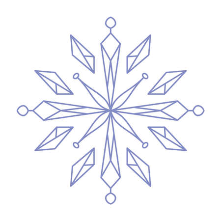 Snowflake icon. Simple flat vector line illustration isolated on white background. Silhouette flake of snow.のイラスト素材