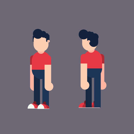Simple Character Perspective Left Right Flat design Illustration Vector