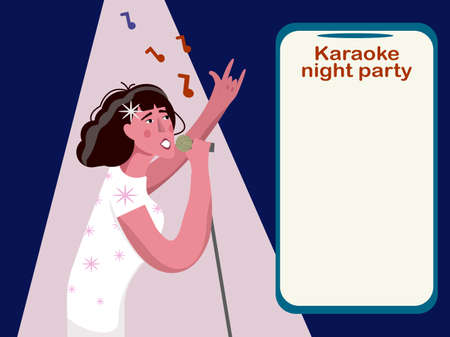 Women singing vector illustration. Perfect karaoke party banner template.のイラスト素材