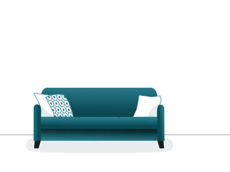 Home living sofa with pillows in flat style with gradient. Interior background.のイラスト素材