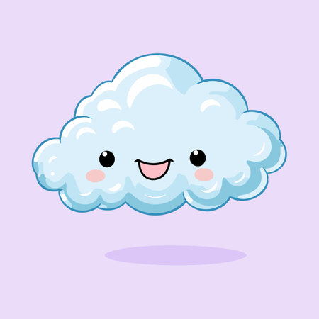 Cute cloud with happy face. Cartoon style. Vector illustration.のイラスト素材