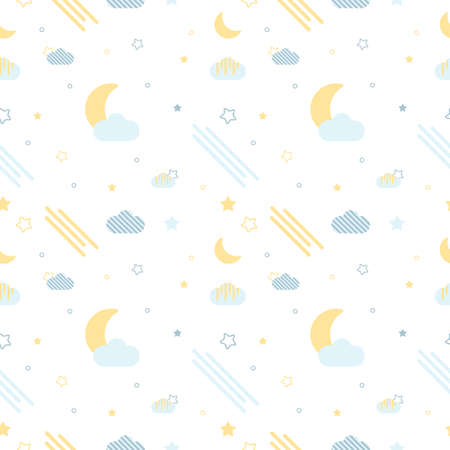 Children pattern. Clouds, stars, moonのイラスト素材