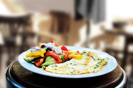 Israeli breakfast omelette and vegetables