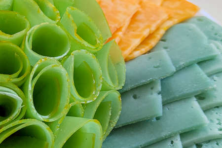 Flower made of colorful variety cheese