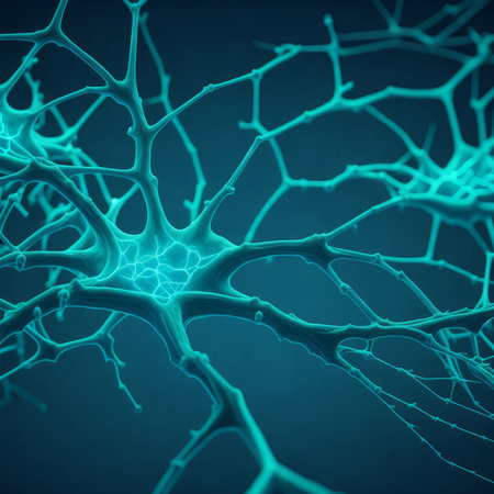 Neuron cell, 3d illustration, computer generated, blue backgroundの素材