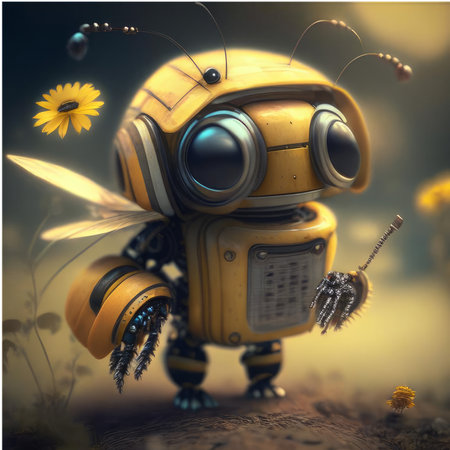 Vintage robot on the nature background. 3D illustration. vintage style.の素材