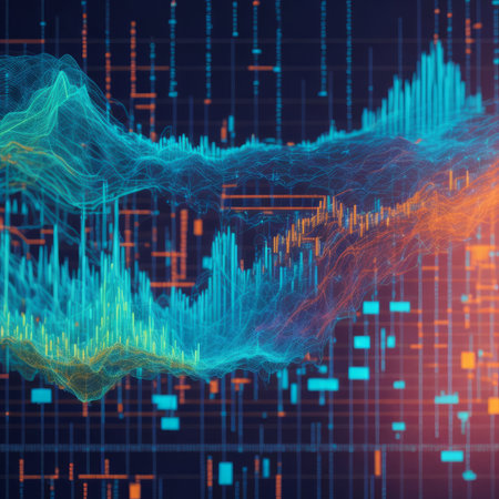 financial chart on a dark background. 3d rendering toned imageの素材