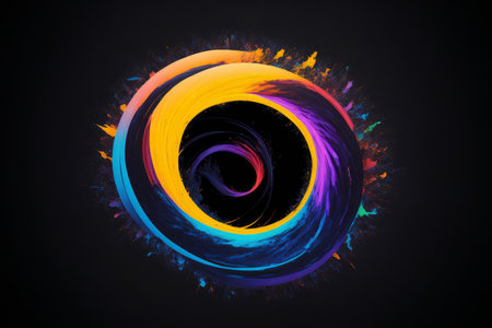 Abstract colorful frame on black background. AI generatedの素材