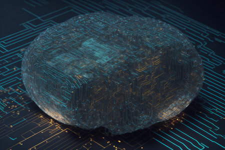 Circuit board sphere, computer generated abstract background, 3D renderingの素材
