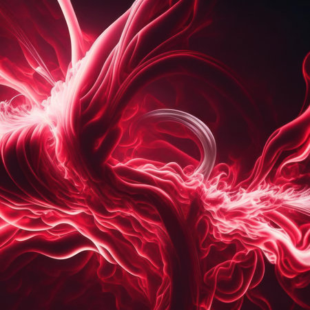 Abstract red smoke background. fantasy fractal texture. digital art. 3D rendering.の素材
