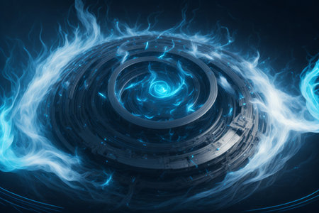 Abstract ellipse mystic sign Fractal art background for creative design. Vortex of magical power. AI generated.の素材