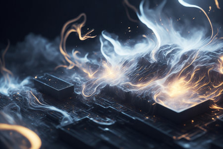 abstract fractal. Fractal art background for creative design. Decoration for wallpaper, desktop, poster, cover booklet. AI generated.の素材