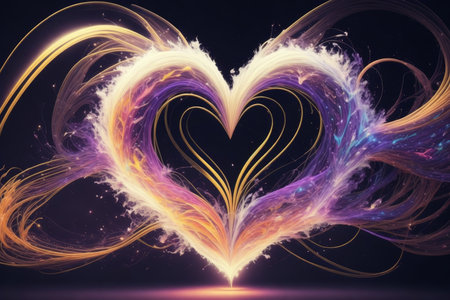 Abstract fractal background heart shaped, computer generated illustration. digital art. Eternal love magic. AI generatedの素材