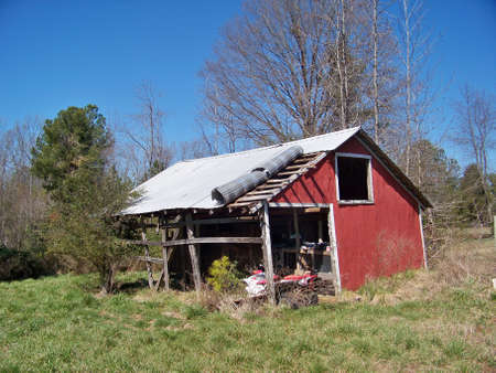 abandoned  red  barnの写真素材