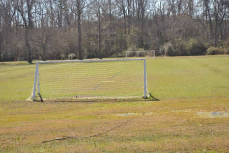 water  logged  soccer  fieldの写真素材