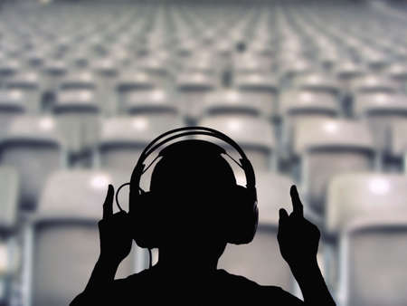 man conducting at a rehearsalの写真素材