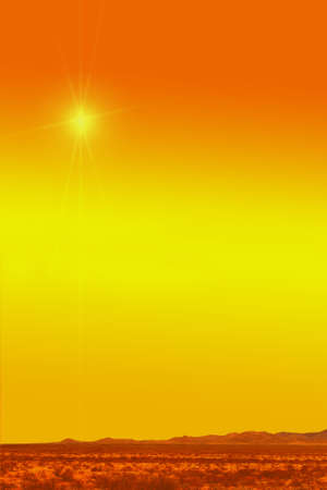  desert under hot yellow sun in a dried summer dayの写真素材