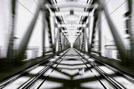 movement on the bridgeの写真素材