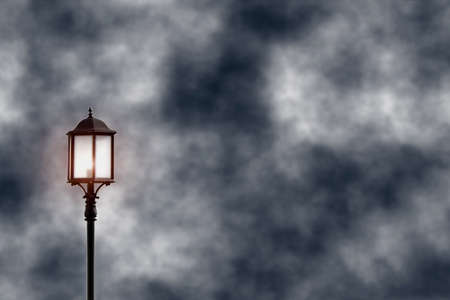 post lamp light on the sky profileの写真素材