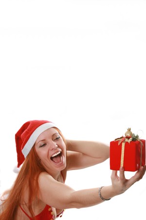 Christmas isolated the woman in a suit santaの写真素材