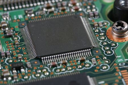 Electronic microcircuit for a computer close up