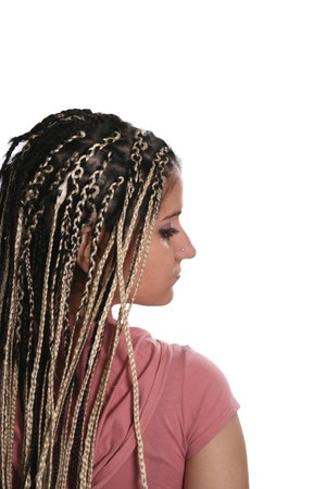 The nice girl with an ethnic dreadlocks hairdress 