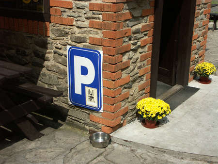 Parking and water station for thirsty dogsの写真素材