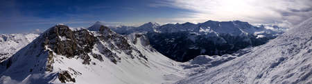 Mountain panoramic shot from Obertauern to the Austrian Alpsの写真素材