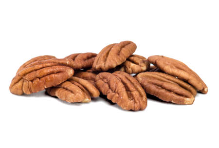 Pecans on a White Background, Isolated 