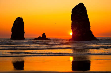 Cannon Beach Sunset In Oregon USA,の写真素材