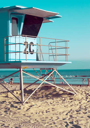Lifeguard Tower at the Beach in San Diego, California, Vintage Film Photography Lookのeditorial素材