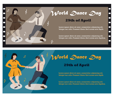 Illustration of the swing dancing couple for the World Dance Dayのイラスト素材