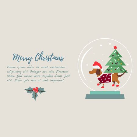 Christmas or New Year holiday background with funny badger dogのイラスト素材