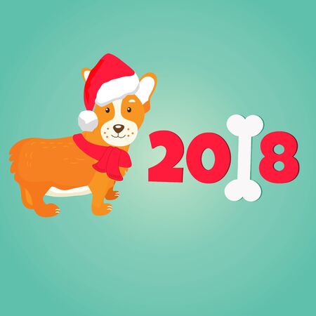 Holiday greeting card with cute corgi dogのイラスト素材