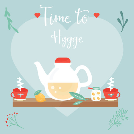 Hygge background with cozy things and elements.のイラスト素材