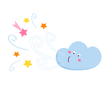 Illustration of the funny cloud. Seasonal weather imageのイラスト素材