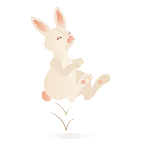 Cute Easter rabbit jumpingのイラスト素材