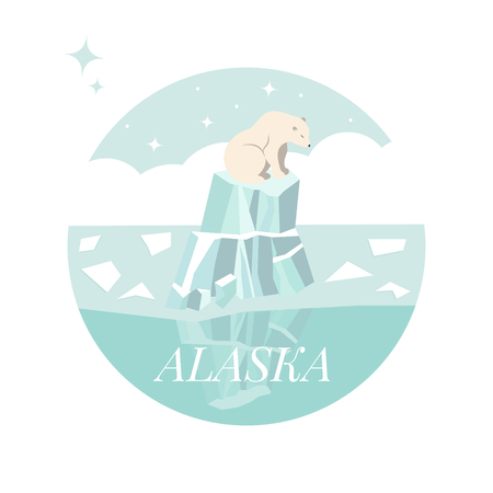 Alaska ice landscape with polar bear sitting on glacier.のイラスト素材