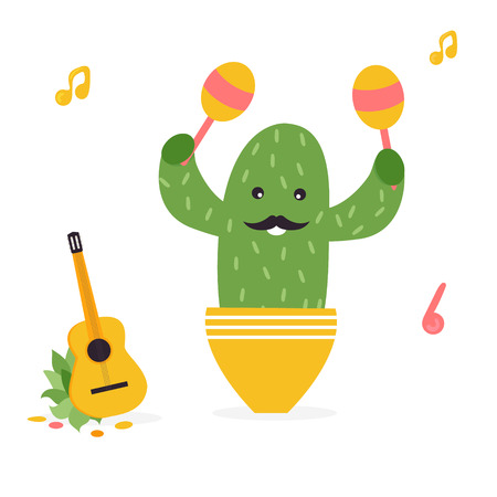 Vector illustration of cute cactus in a potのイラスト素材