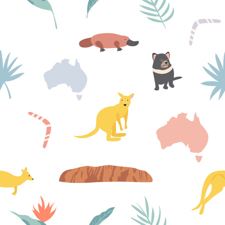 Seamless pattern with cuddly koalas and leavesのイラスト素材