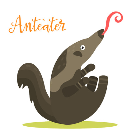 Bright poster with cute big anteaterのイラスト素材