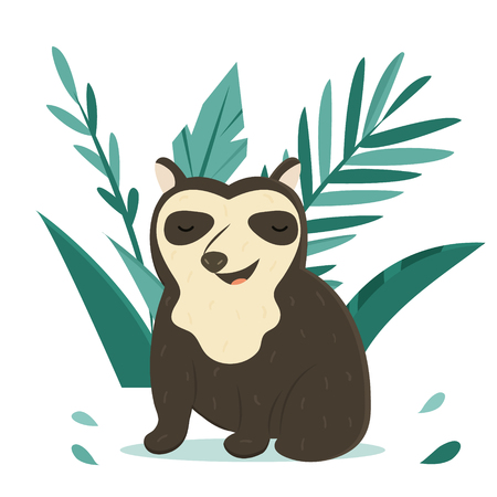 Bright poster with peruvian bear in the jungleのイラスト素材
