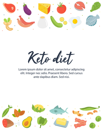 Absctract concept Ketogenic diet food, vector illustrationのイラスト素材