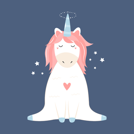 Cute magical unicorn in pastel colours.のイラスト素材