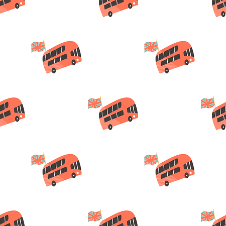 Seamless pattern with London ldouble-decker buses. Suitable for print, wrapping paper, gift boxのイラスト素材