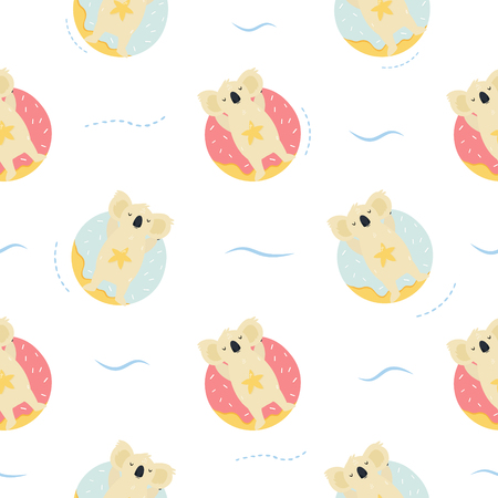 Seamless pattern Cute hand drawnrelaxing koals. For gift boxes, textures, apparels, printsのイラスト素材