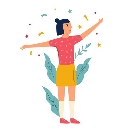 Portrait of a young happy girl Vector illustration.のイラスト素材